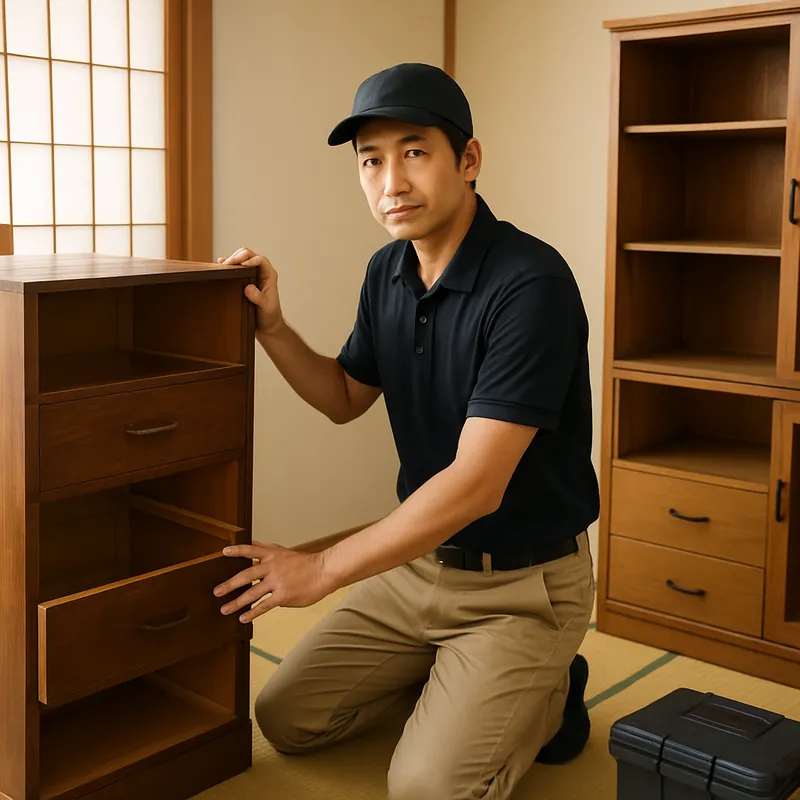 事例：和室のタンスと食器棚を分解して搬出