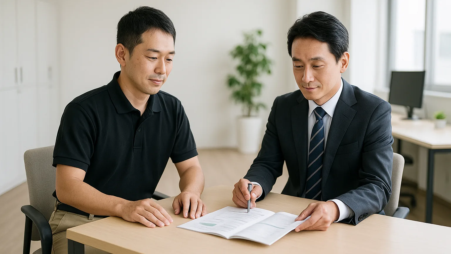 打ち合わせを終えた法人担当者とスタッフ（イメージ）