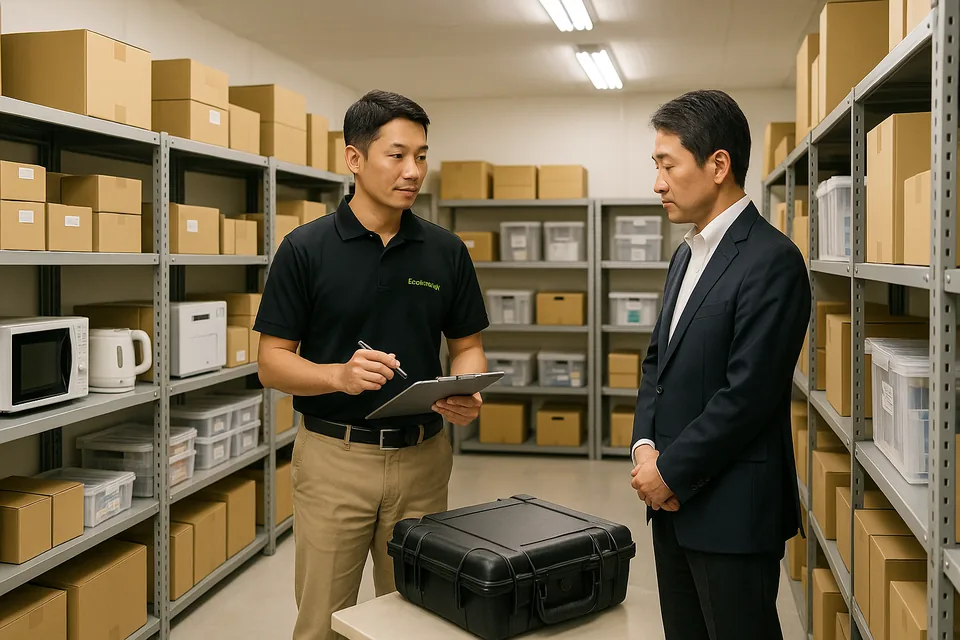 倉庫の在庫・備品確認（イメージ）
