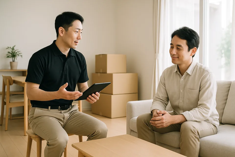 査定内容を説明するスタッフ(イメージ)