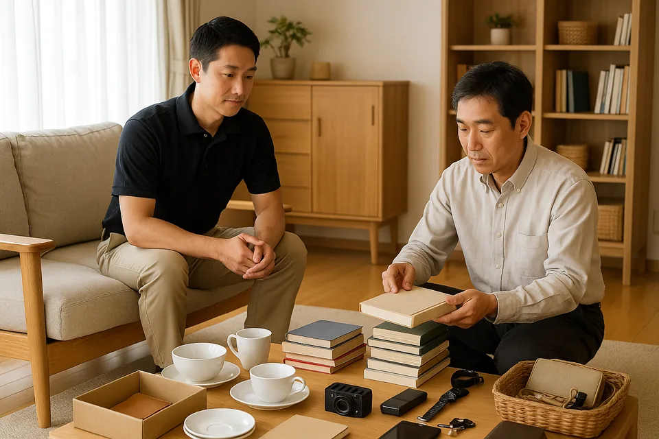ご家族と残す物を確認する遺品整理(イメージ)