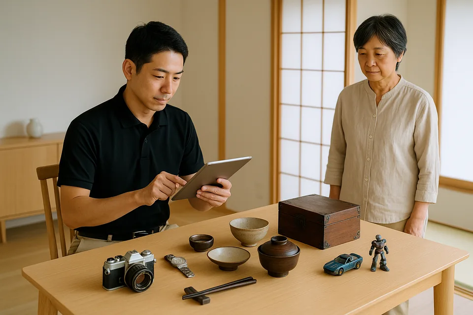 思い出の品を一つずつ査定する様子（イメージ）