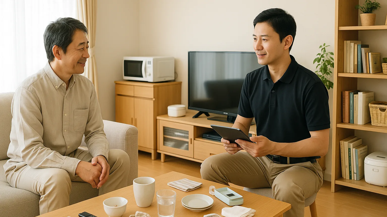 家の中を一緒に確認しながら査定する様子（イメージ）