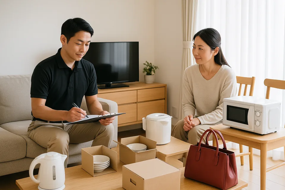 家まるごとの家財を確認するスタッフ(イメージ)