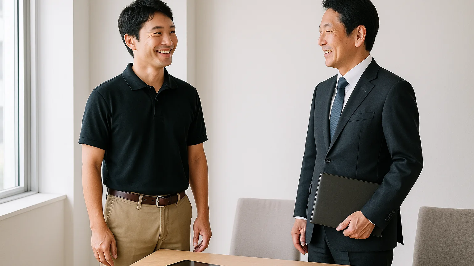 打ち合わせを終えた担当者同士（イメージ）