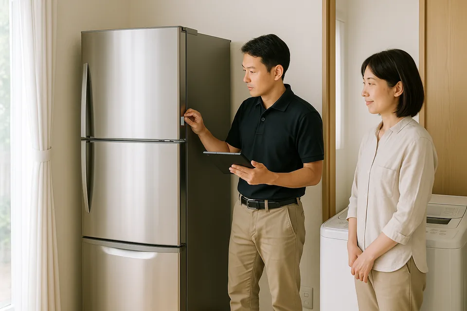設置されたままの家電を査定する様子(イメージ)