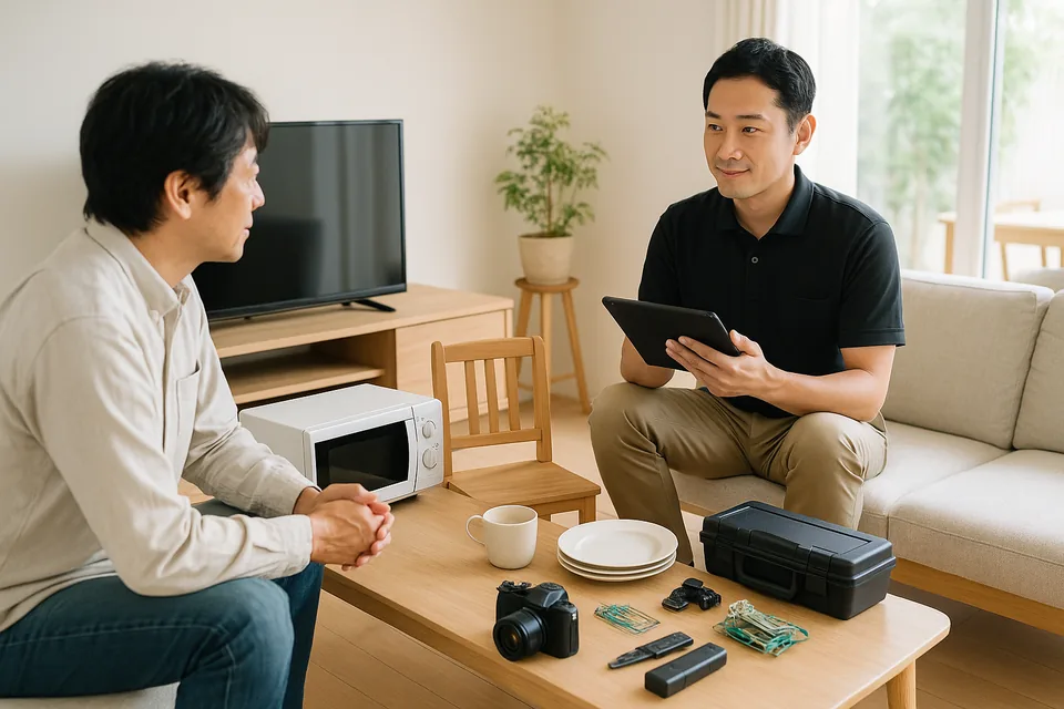 複数の品物をまとめて査定する様子(イメージ)