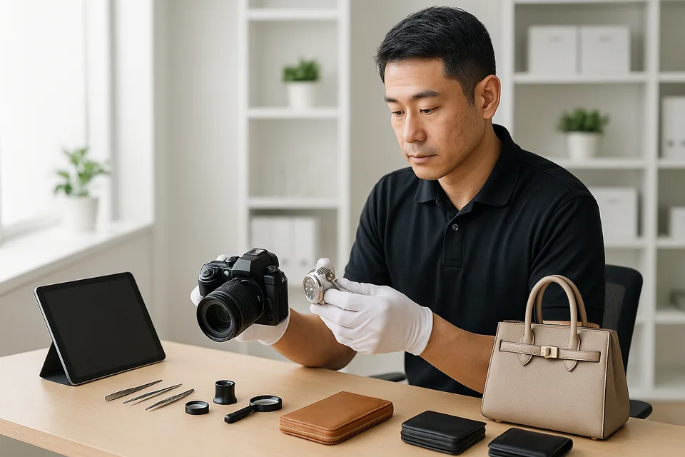 届いた品物を1点ずつ確認する査定スタッフ(イメージ)