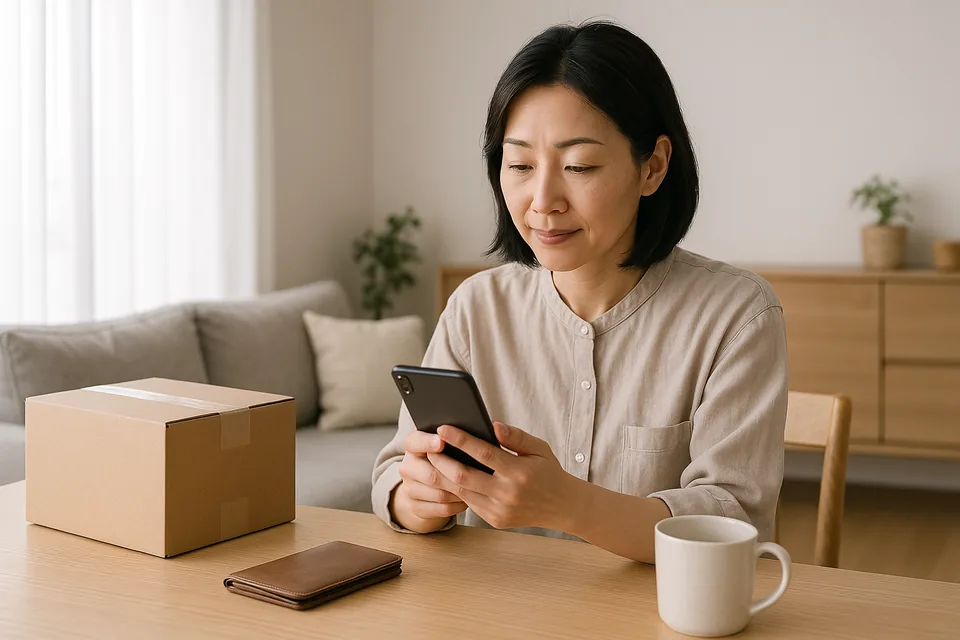 自宅で査定結果を確認するお客様（イメージ）